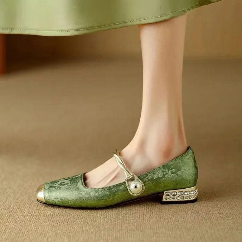 Camille | Vintage Braided Pearl Strap Shoes