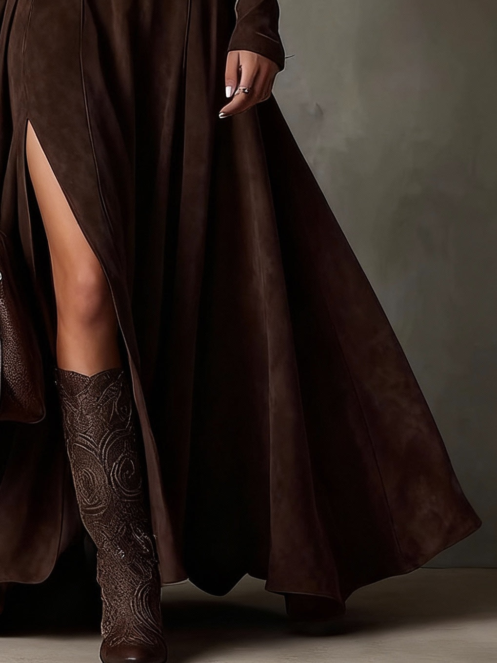 Anarielle™ | Sculpted Suede Maxi Dress