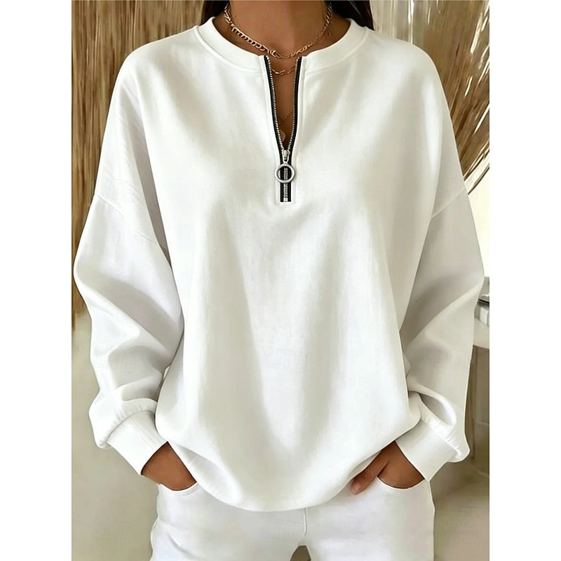 Adeline | Ring-Zip Drop-Shoulder Sweatshirt