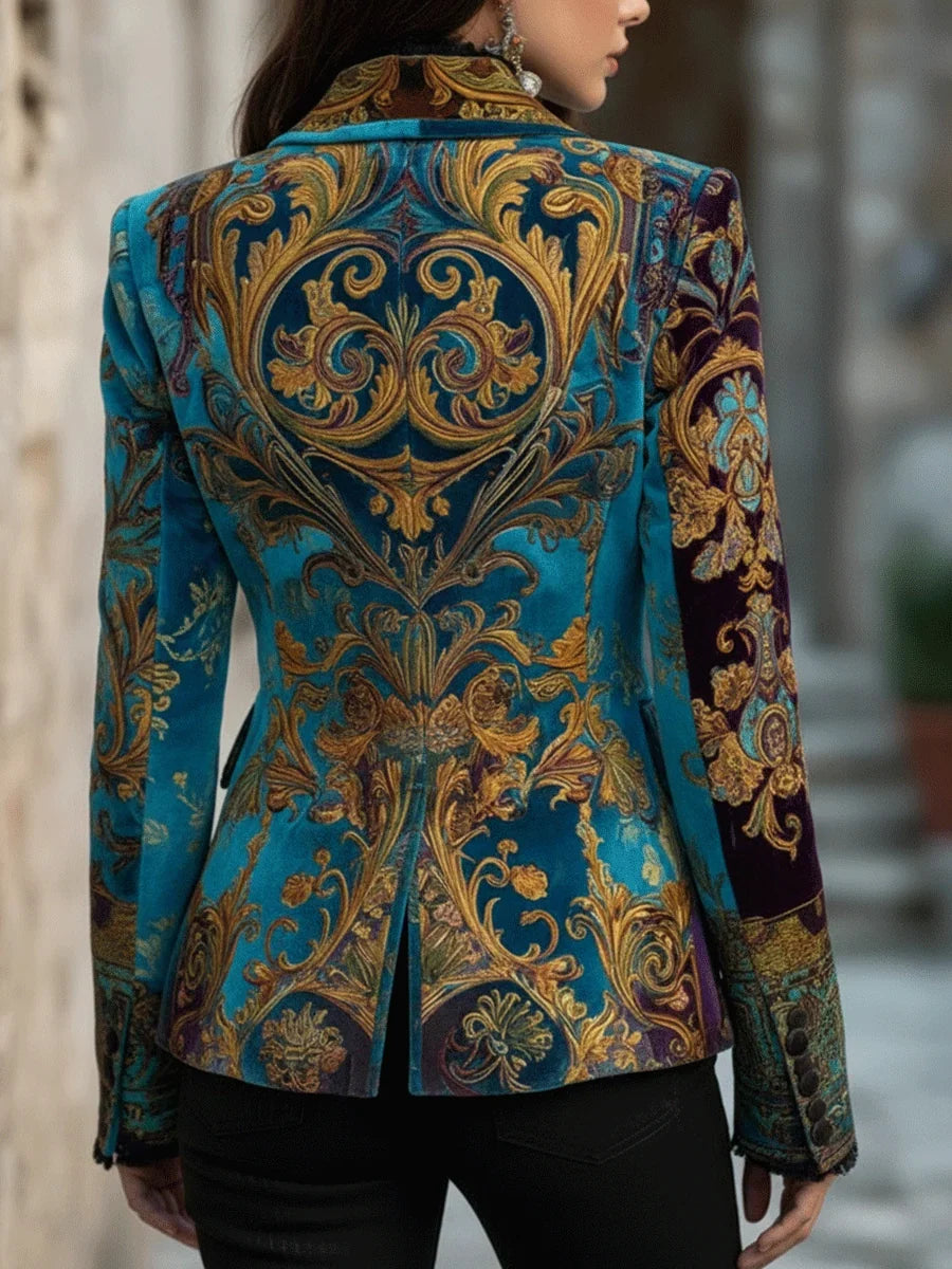 Women's Blazer Jacket | Baroque Velvet Tailored Single Button