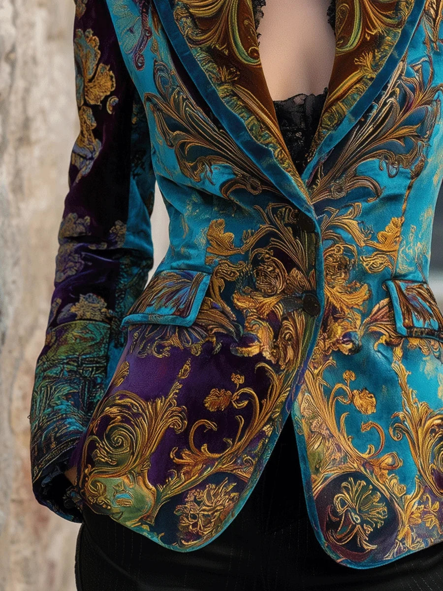 Women's Blazer Jacket | Baroque Velvet Tailored Single Button