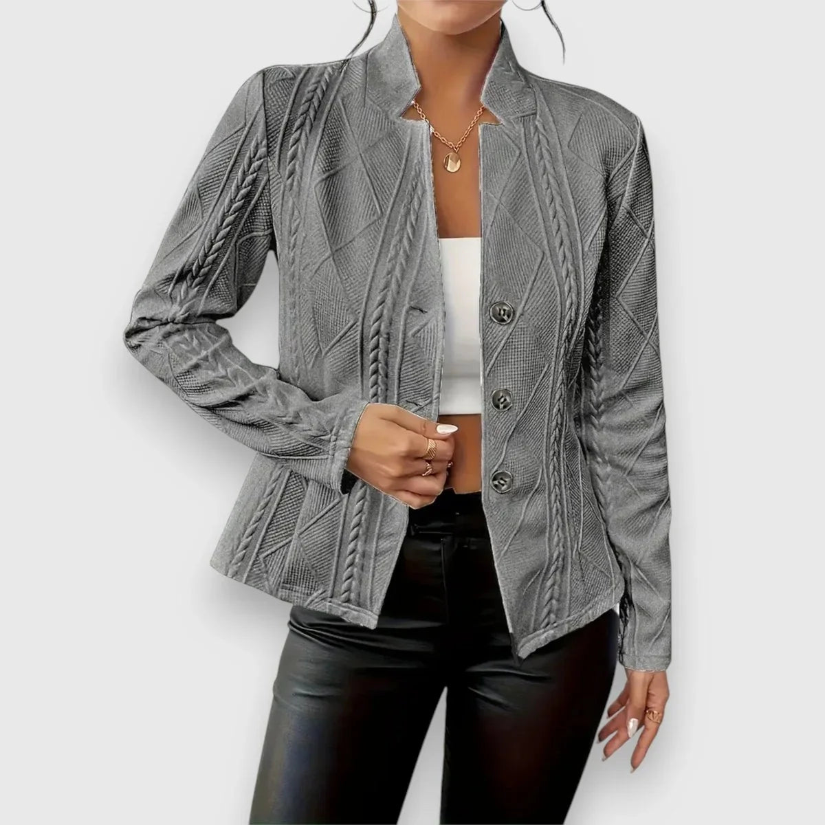 Women's Cable Knit Sweater | Mock Neck Long Sleeve Fitted