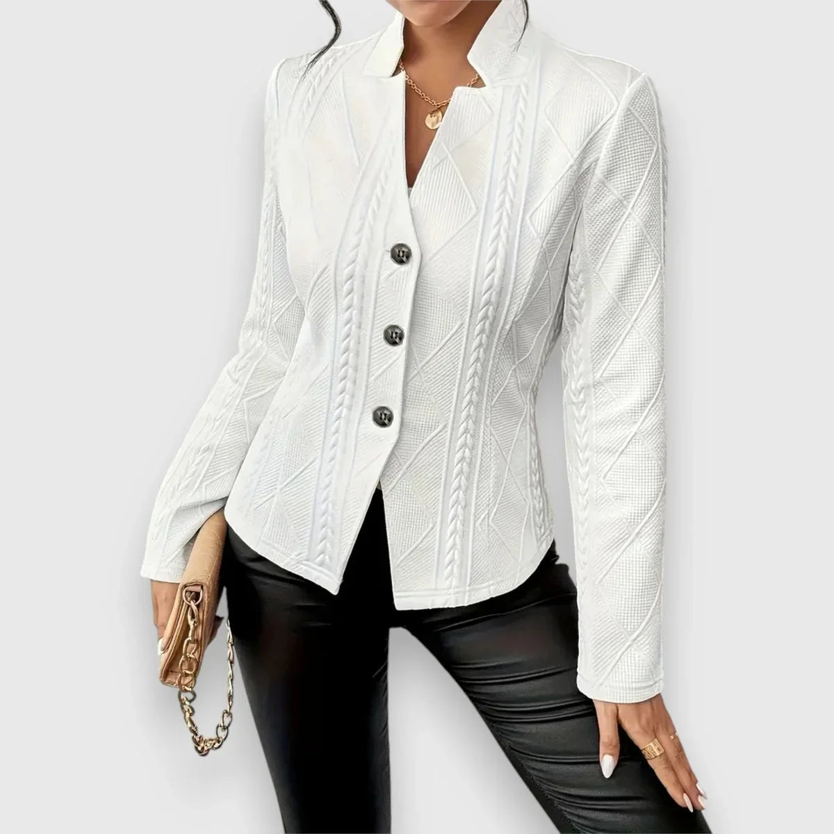 Women's Cable Knit Sweater | Mock Neck Long Sleeve Fitted